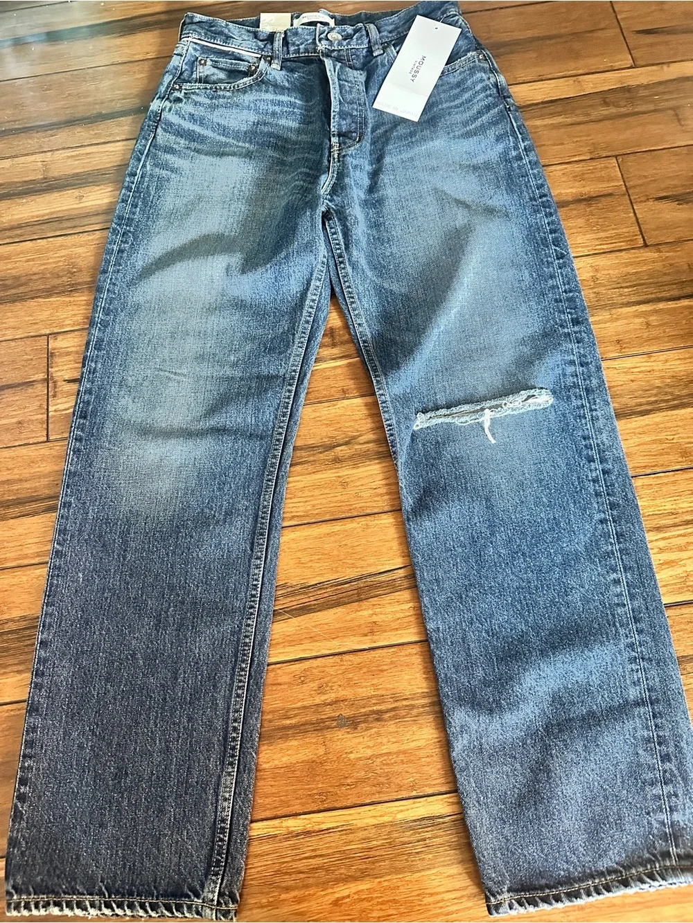 Moussy Vintage Widstoe Wide Straight Distressed Denim Jeans NWT Size 27 Women's - Picture 3 of 8